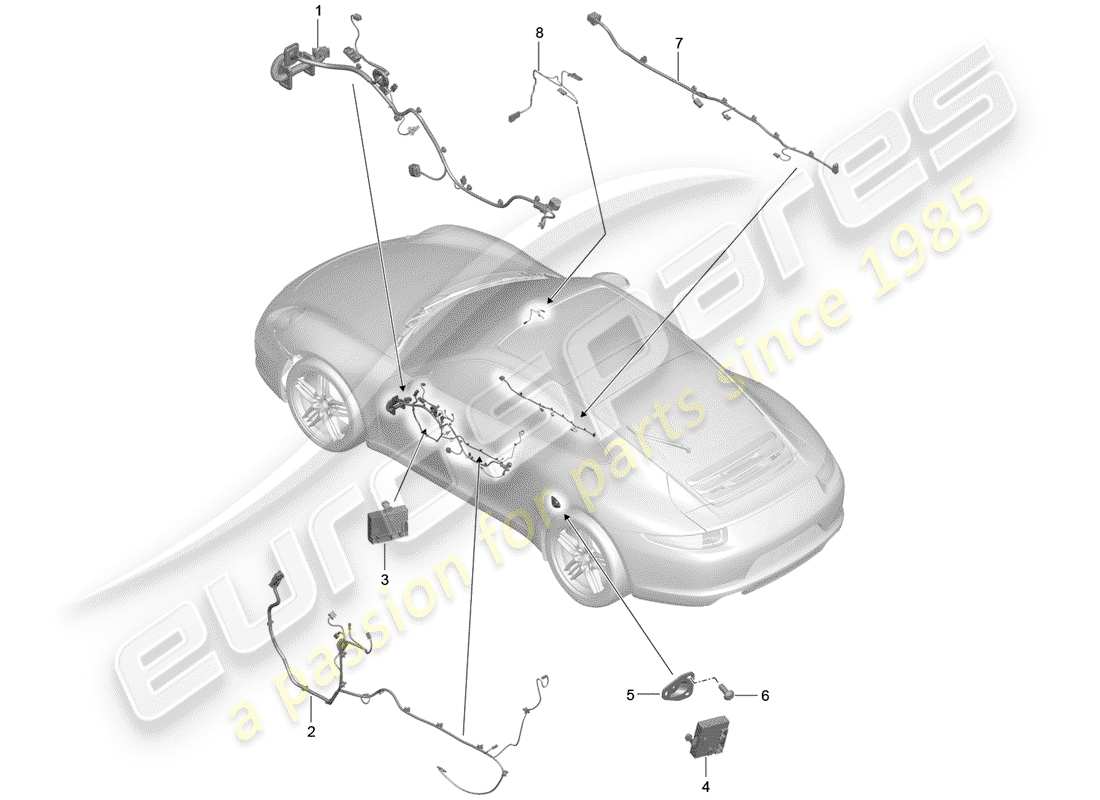 porsche 2015 (991-1) wiring harnesses part diagram