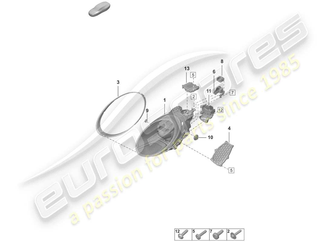 porsche 2019 (992-1) led headlight parts diagram