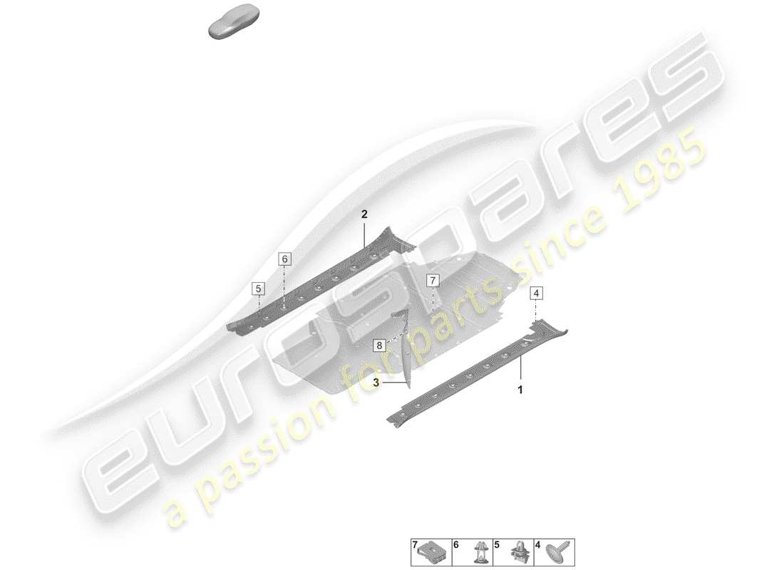 porsche 2020 (992-1) side member trim part diagram