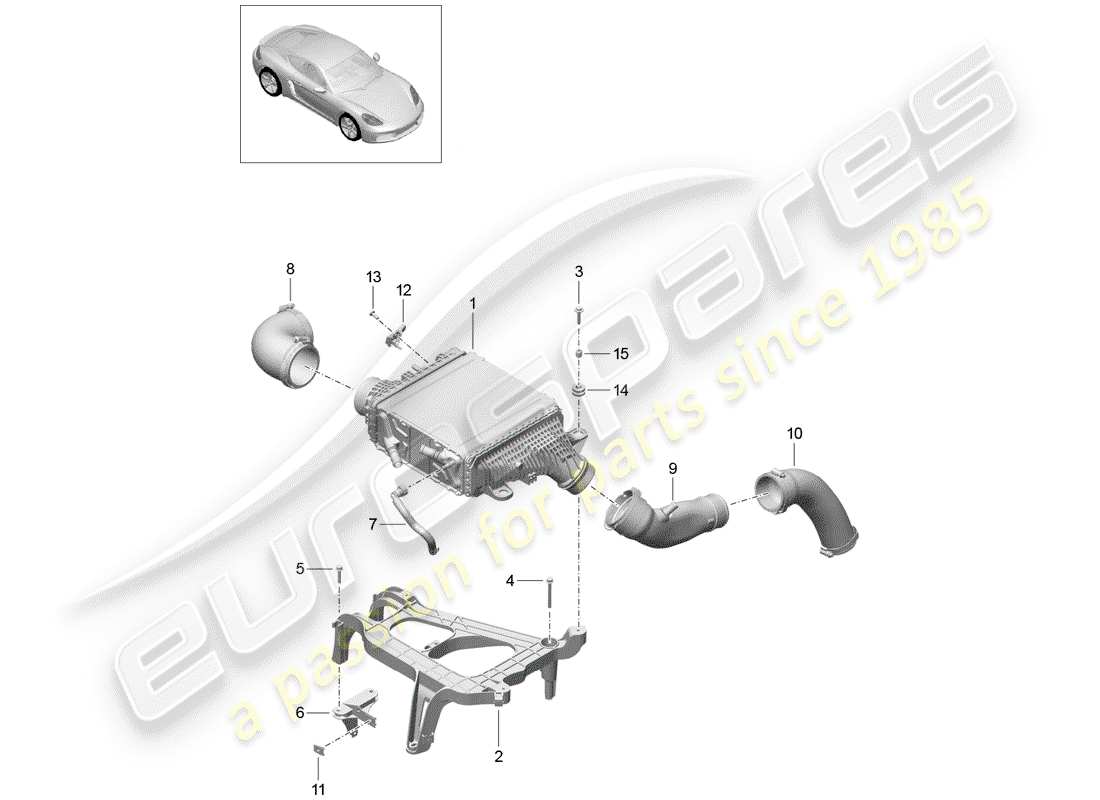 porsche 2017 (718 cayman) charge air cooler part diagram