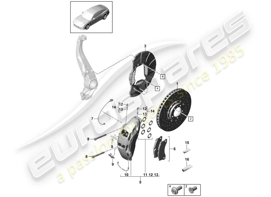porsche 2017 (panamera 971-1) disc brakes part diagram
