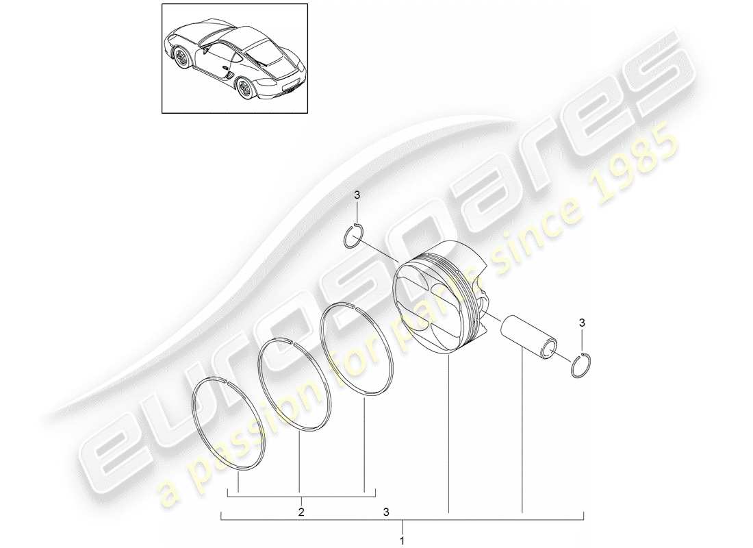 porsche cayman 987 (2010) piston part diagram