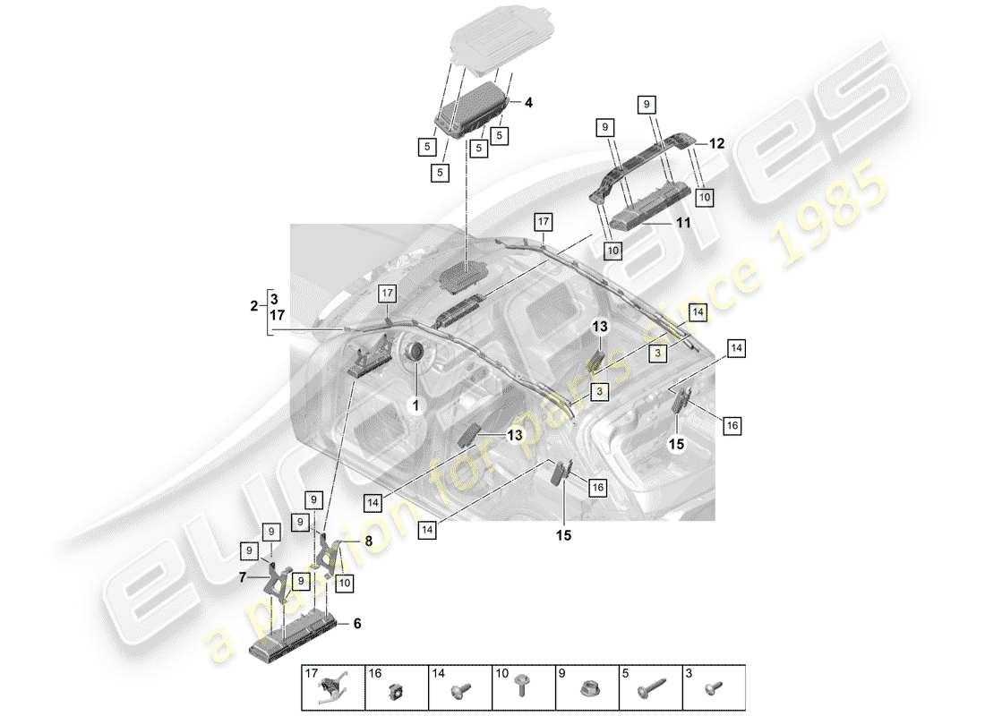 porsche 2020 (cayenne e3 9ya/9yb) airbag part diagram