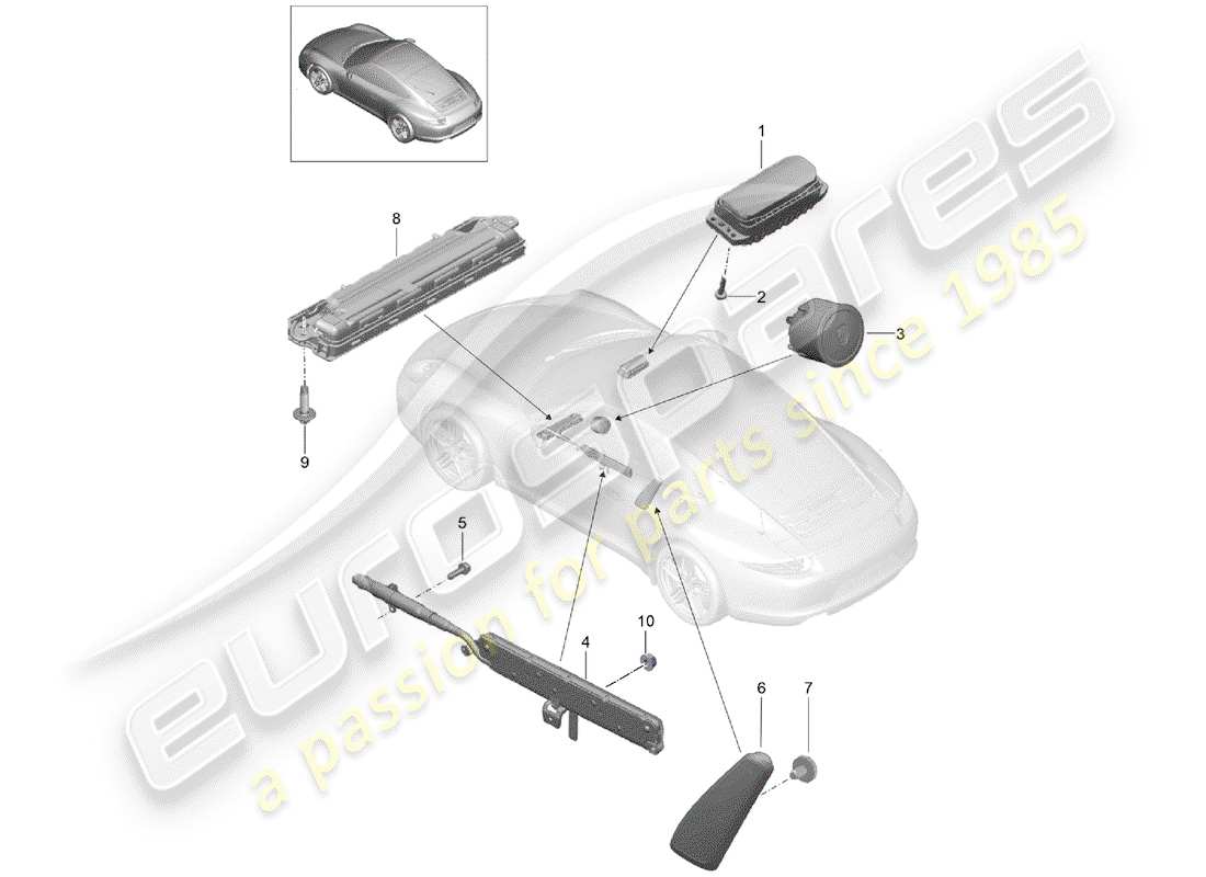 porsche 991 (2015) airbag part diagram