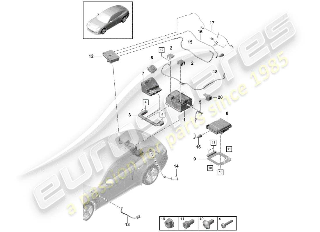 porsche panamera 971 (2018) battery part diagram
