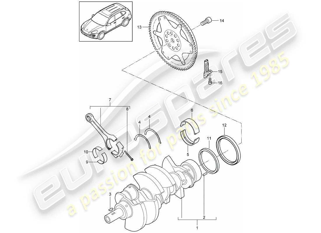 porsche 2018 (cayenne e2 92a) crankshaft parts diagram