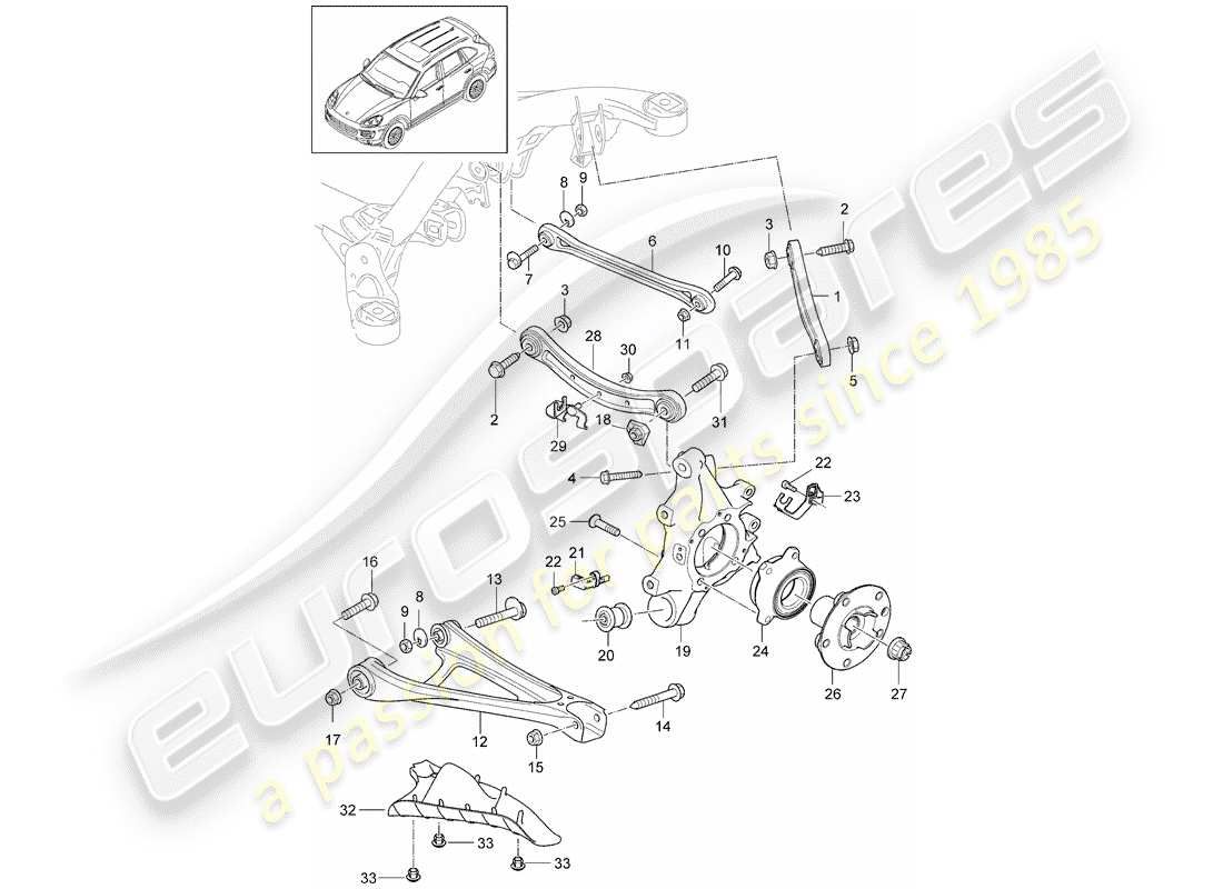 porsche 2018 (cayenne e2 92a) rear axle parts diagram