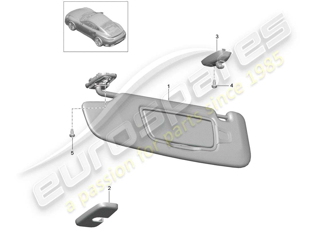 porsche 2019 (991-2 turbo) sun vizors part diagram
