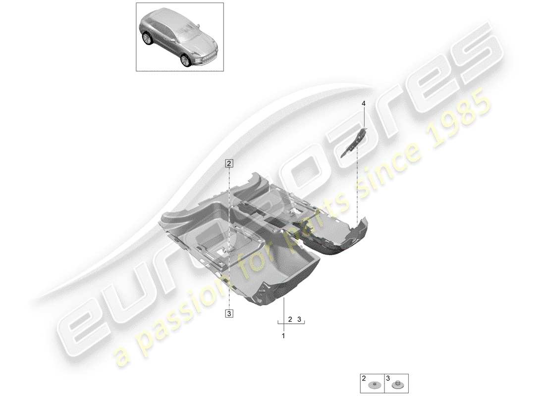 porsche 2019 (macan) floor cover part diagram