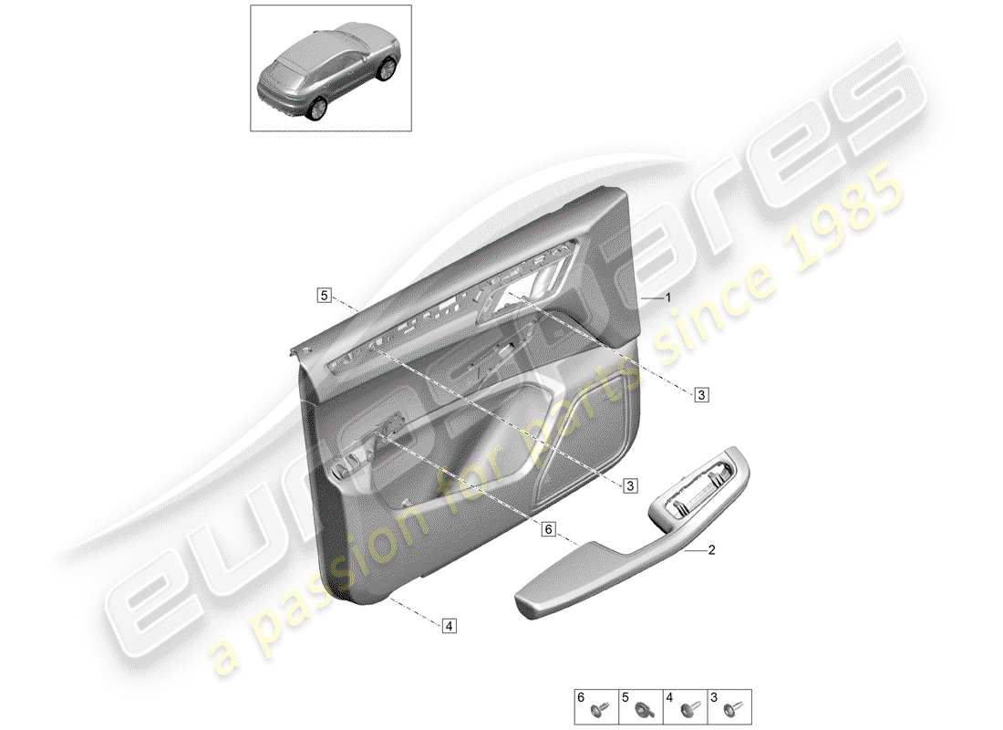 porsche 2019 (macan) door trim panels part diagram