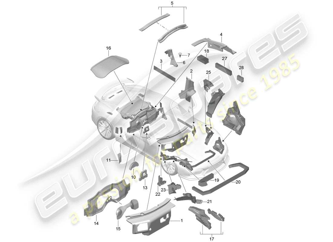 porsche 2016 (981 cayman gt4) body shell part diagram