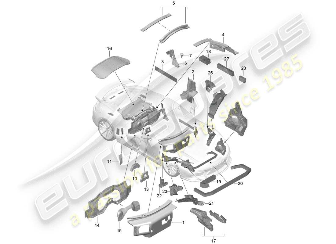 porsche cayman gt4 (2016) body shell parts diagram