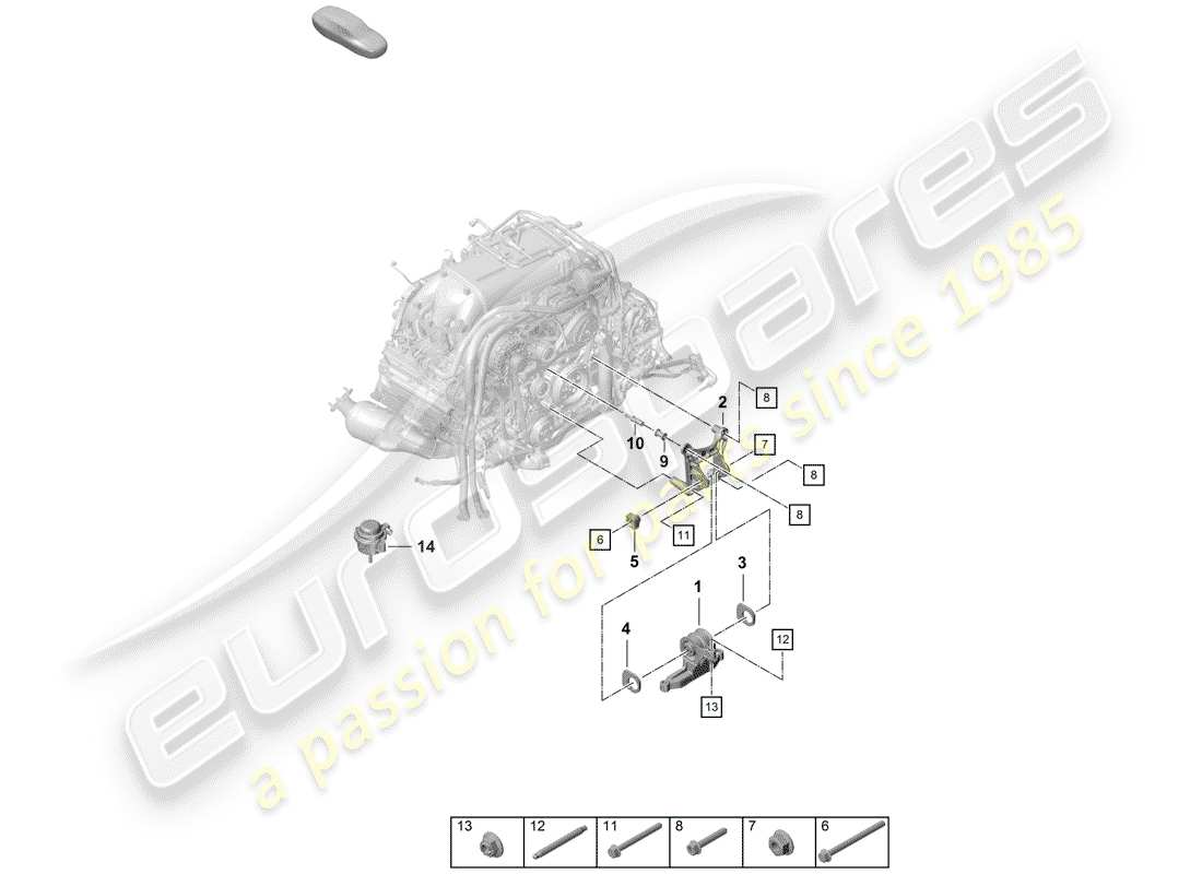 porsche boxster spyder (2019) engine lifting tackle parts diagram