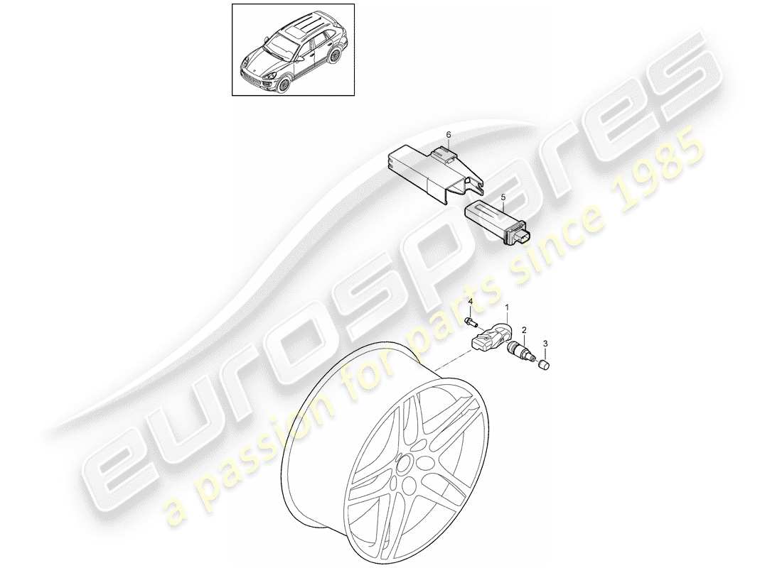 porsche 2017 (cayenne e2 92a) tire pressure control system part diagram