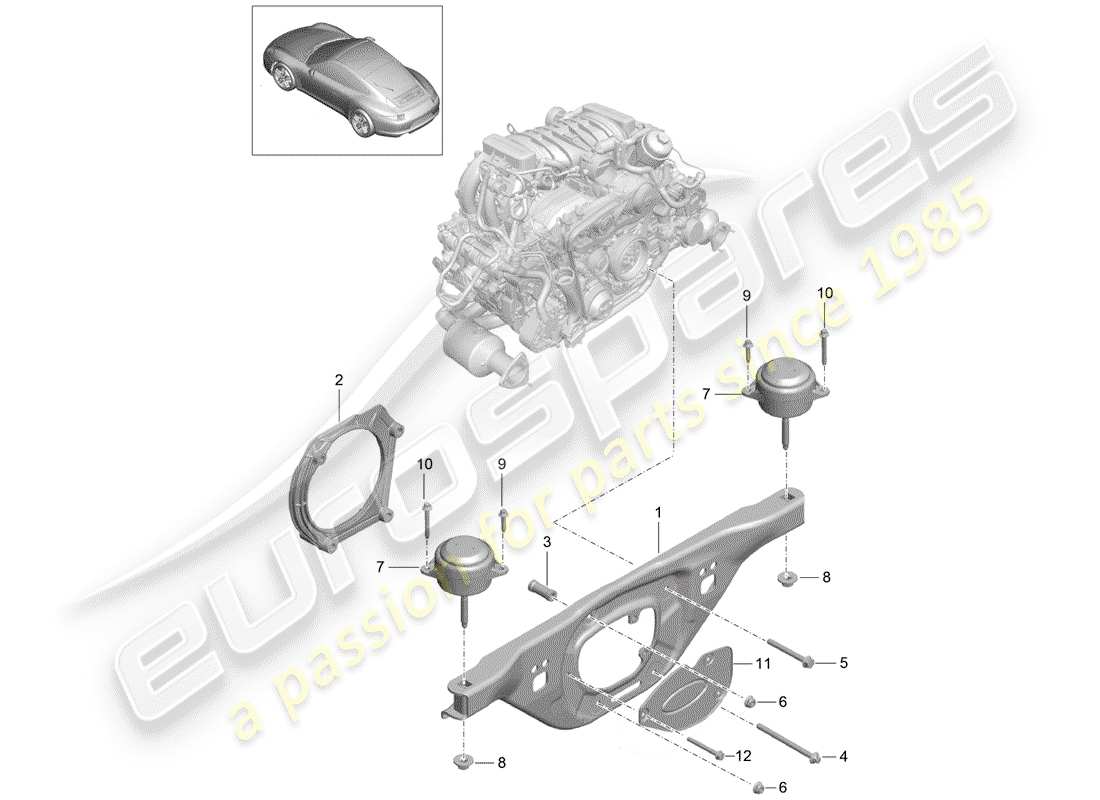 porsche 991 (2015) engine suspension part diagram