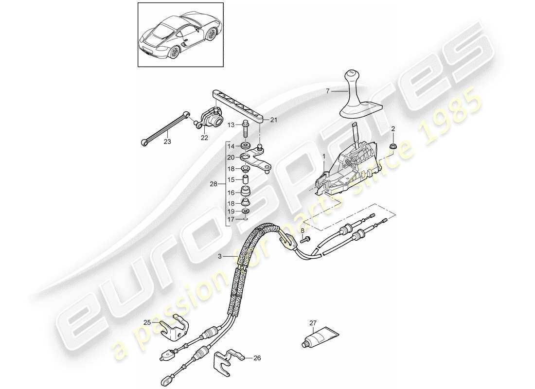 porsche 2012 (987 cayman) transmission control part diagram