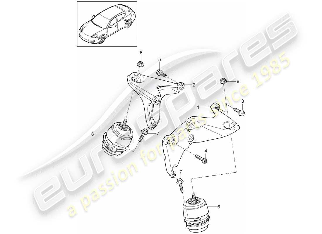 porsche 2011 (panamera 970) engine suspension part diagram