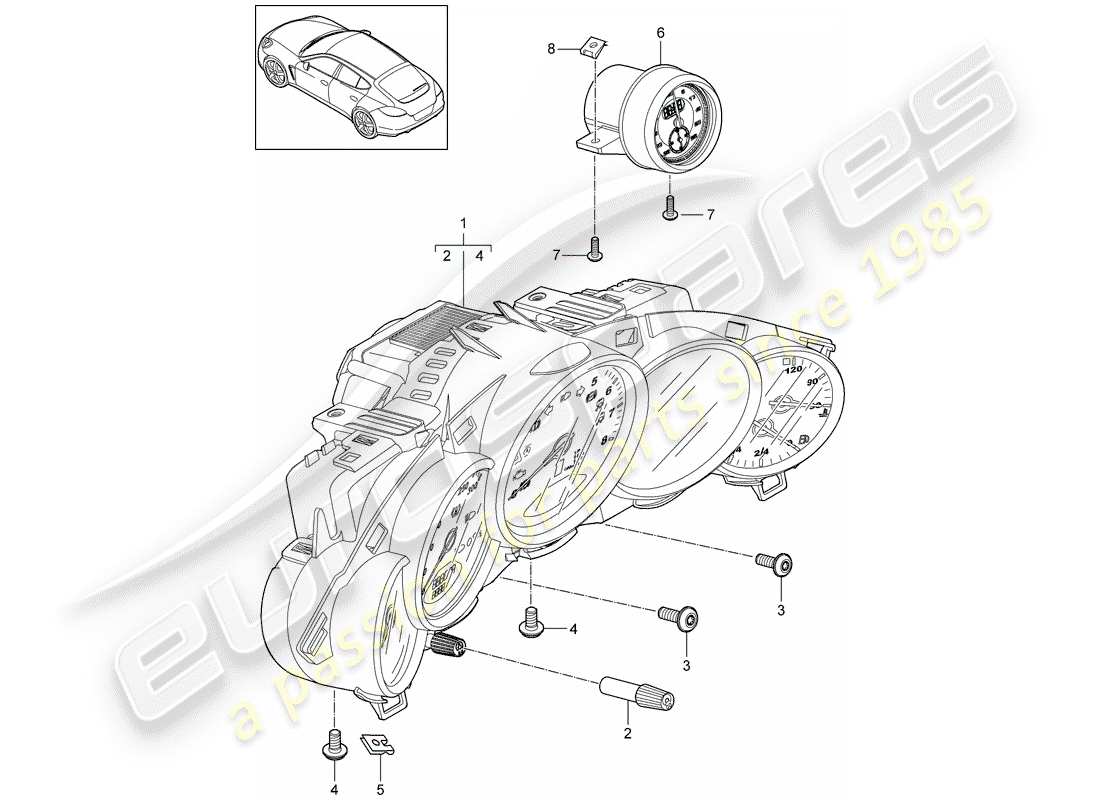 porsche 2011 (panamera 970) instruments part diagram