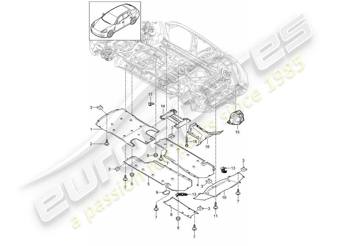 porsche 2010 (panamera 970) lining part diagram