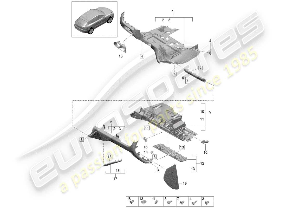 porsche 2019 (macan) glove box part diagram