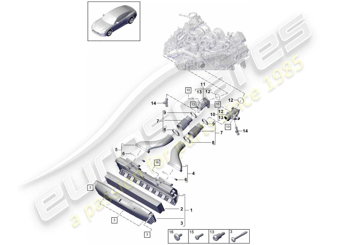 porsche 2018 (panamera 971-1) air cleaner housing part diagram