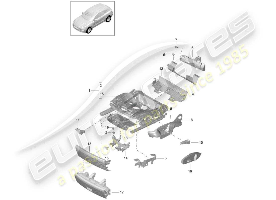 porsche 2018 (macan) seat frame parts diagram