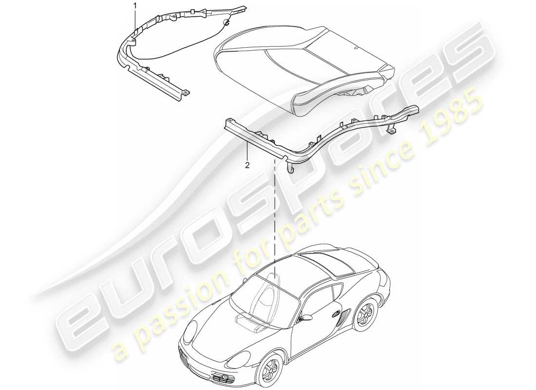 porsche 2010 (987 cayman) cushion carrier part diagram