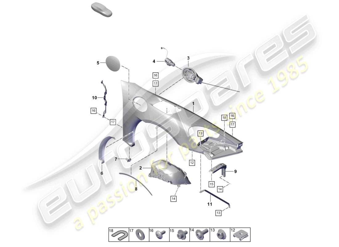 porsche 2020 (718 boxster spyder) wing parts diagram