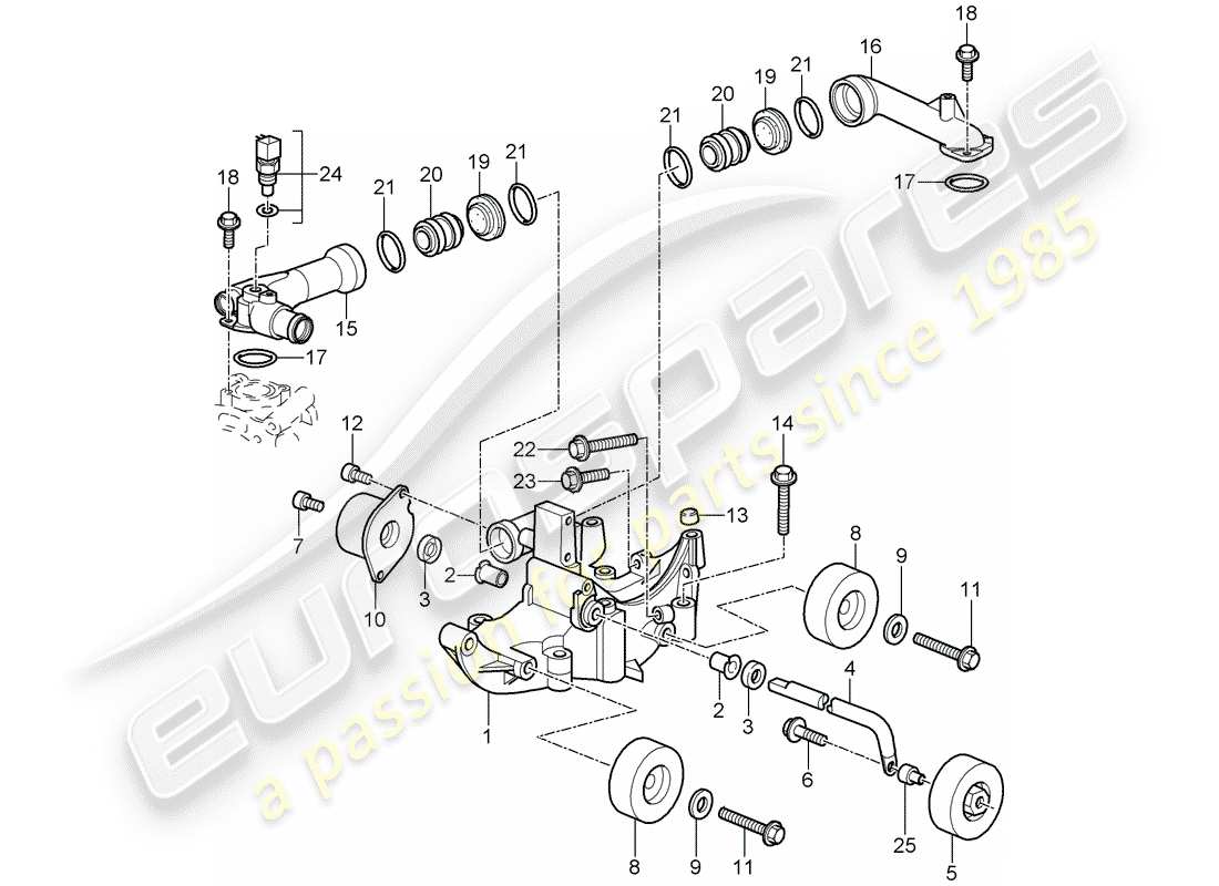 porsche 2007 (997-1 gt3) belt tensioner part diagram