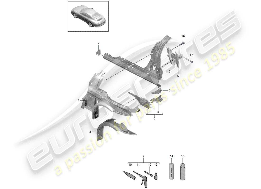 porsche 2020 (991-2) side panel part diagram