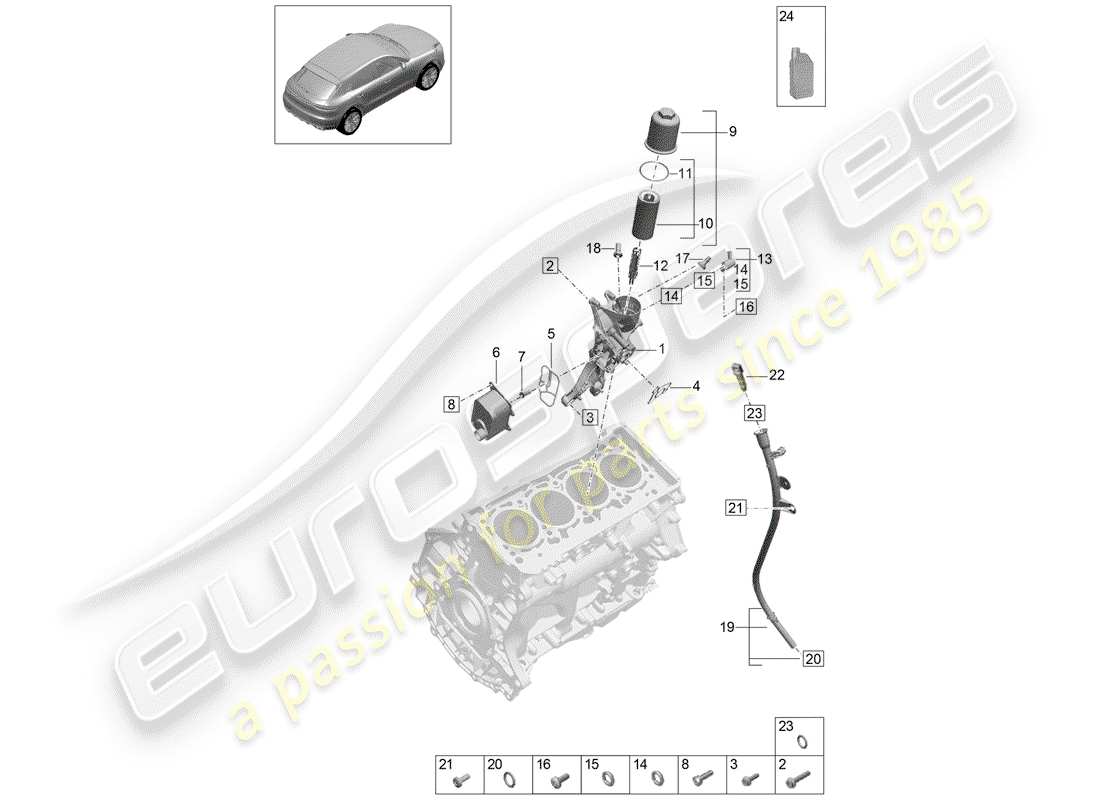 porsche 2020 (macan) oil filter part diagram