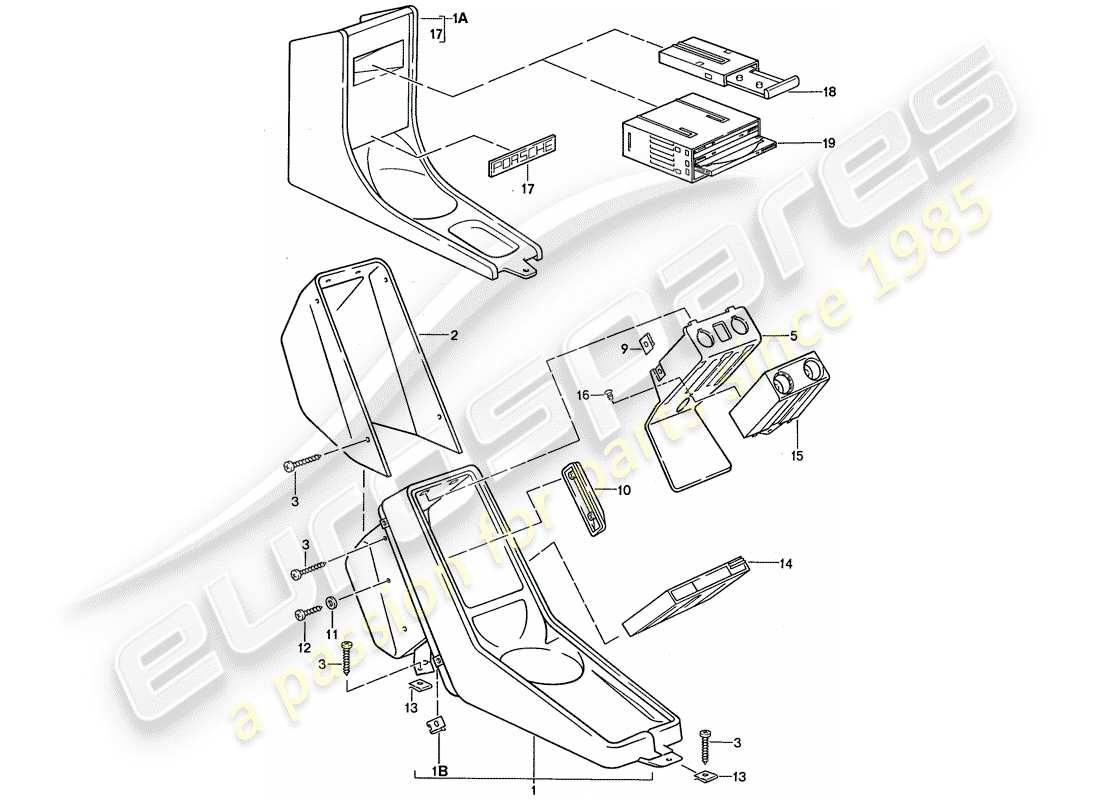 porsche 1989 (911) center console part diagram