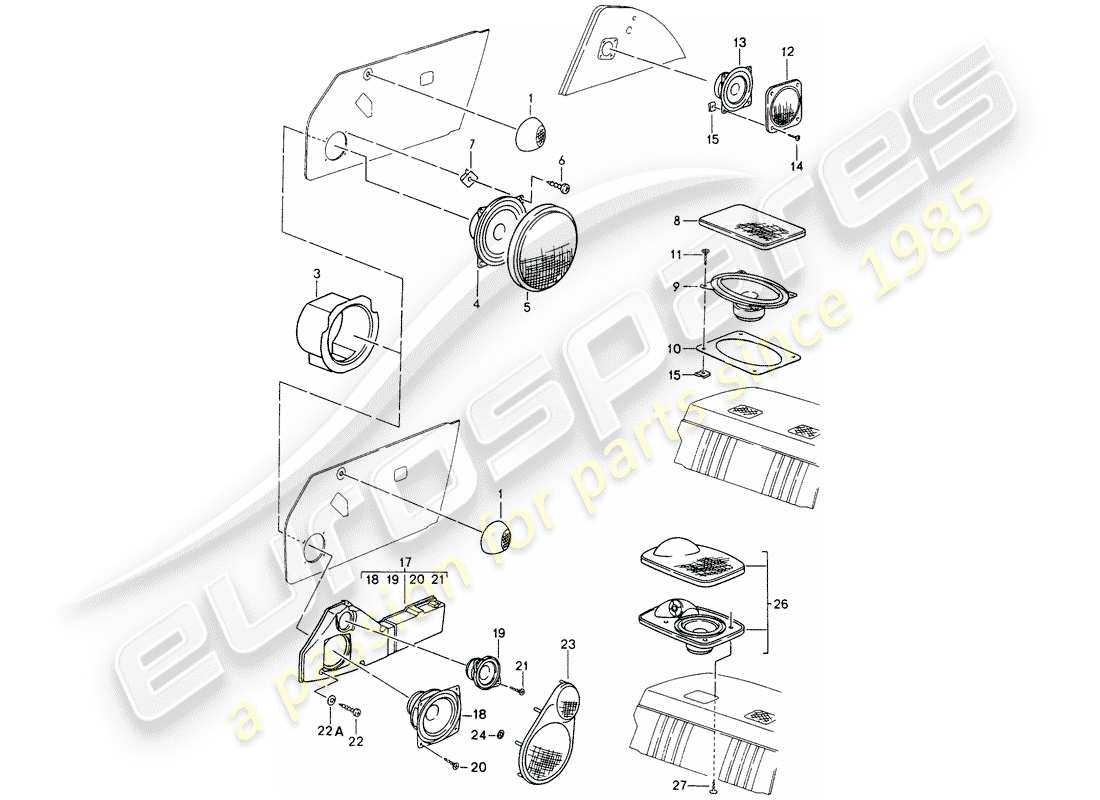 porsche 1995 (993) loudspeaker part diagram