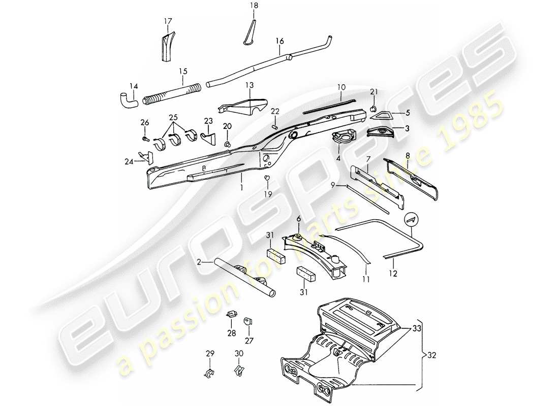 porsche 1968 (911/912) frame part diagram