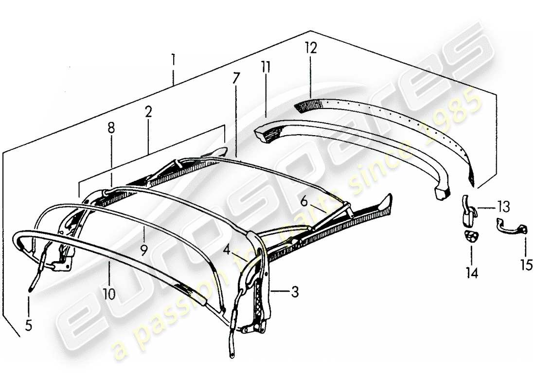 porsche 1955 (356/356a) top frame parts diagram
