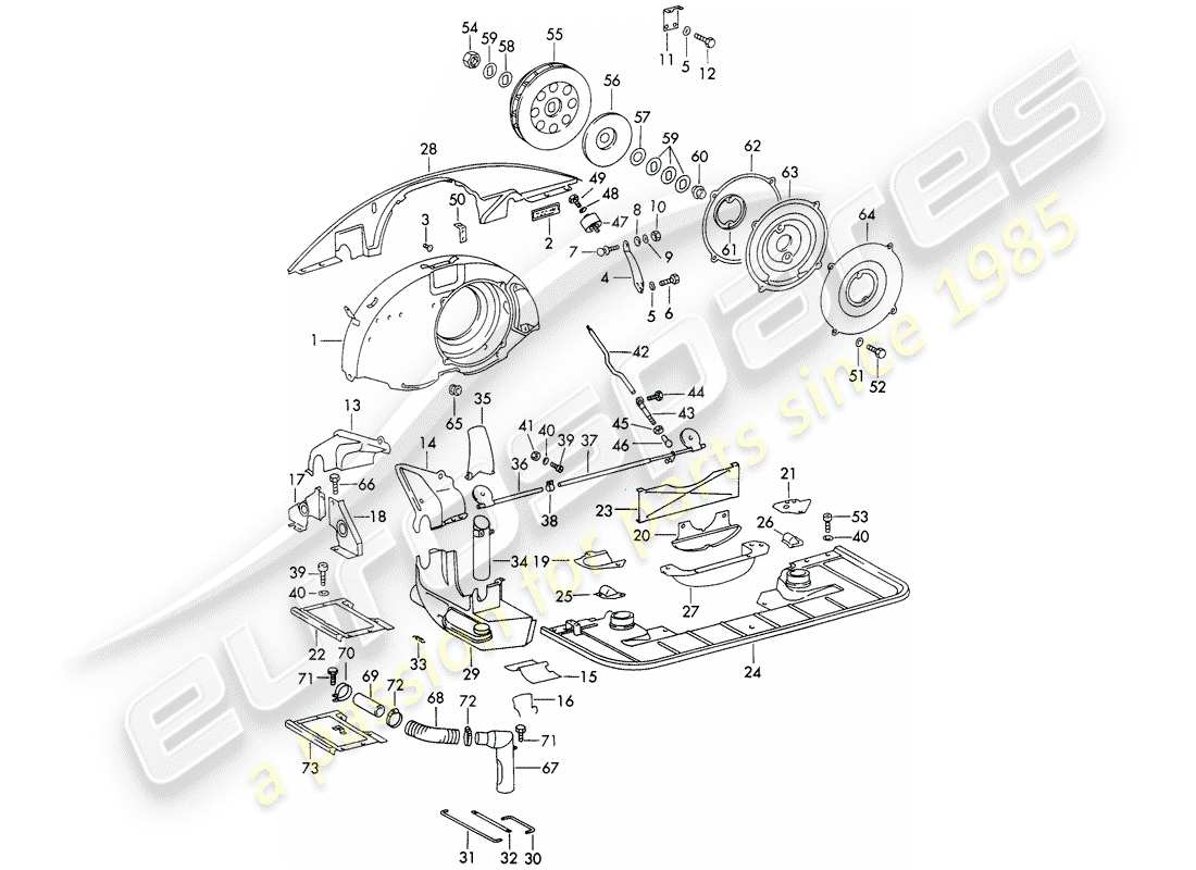 porsche 1966 (911/912) air cooling - air duct - and - engine cover - not for: - (s)(d) part diagram