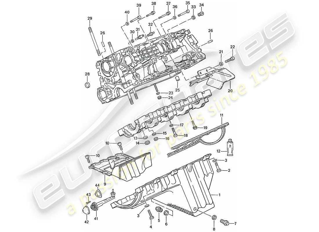 porsche 1989 (944) crankcase - fasteners - repair set for maintenance - see illustration: part diagram
