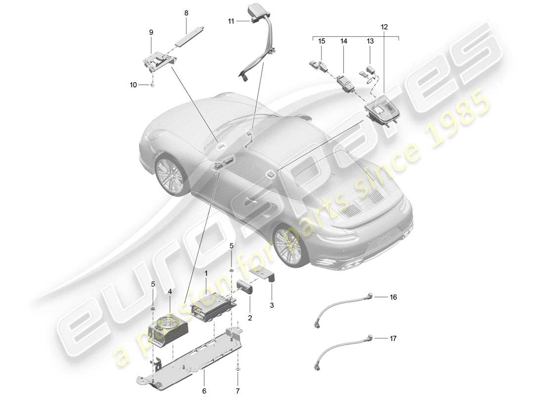porsche 991 turbo (2014) for vehicles with telephone part diagram