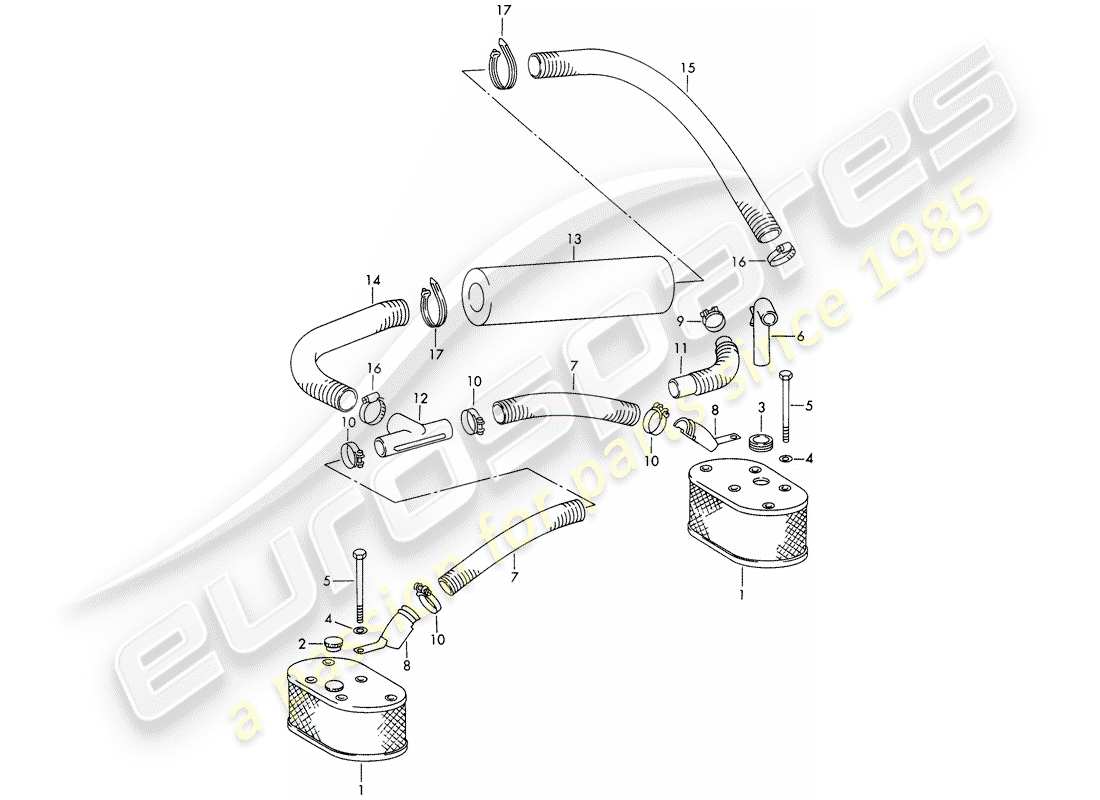 porsche 1969 (911/912) oil wetted air cleaner - for vehicles with - 5-speed - transmission - not for: - (i),(f) - for - (usa) - m 075 0001 >> part diagram