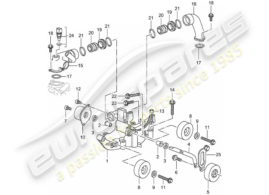 porsche 996 gt3 (2002) belt tensioner - belt drive parts diagram