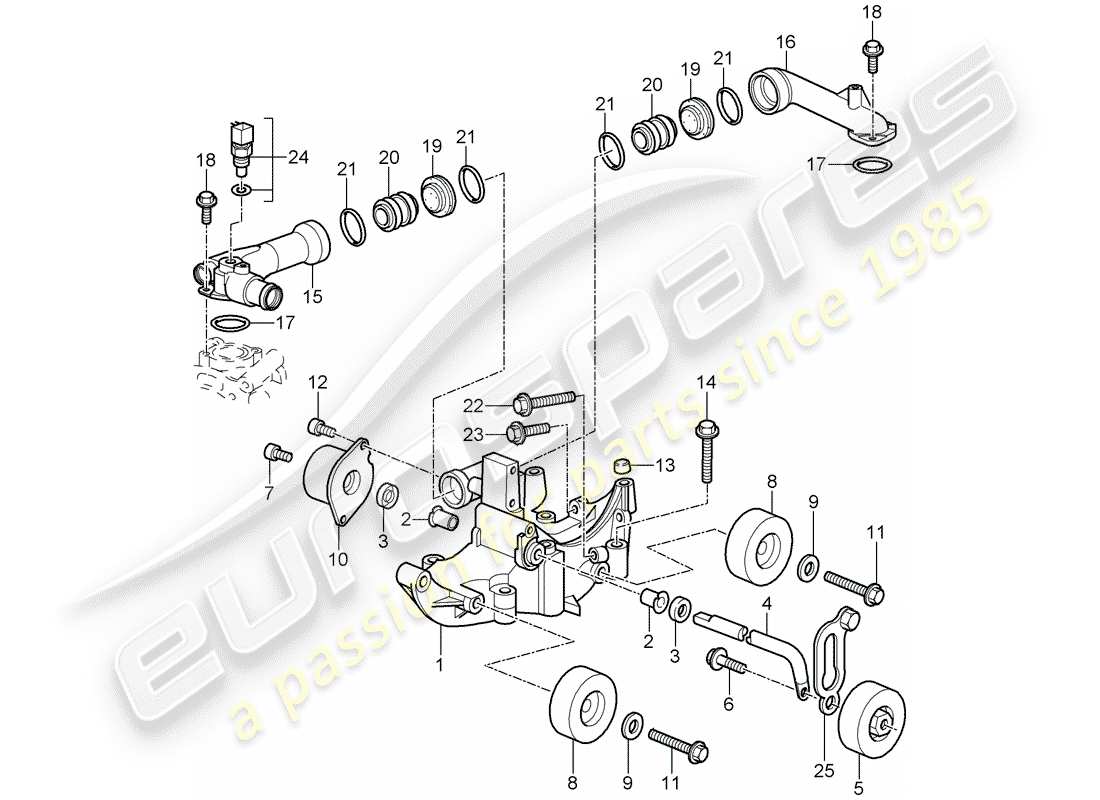 porsche 2008 (997-1 gt3) belt tensioner part diagram