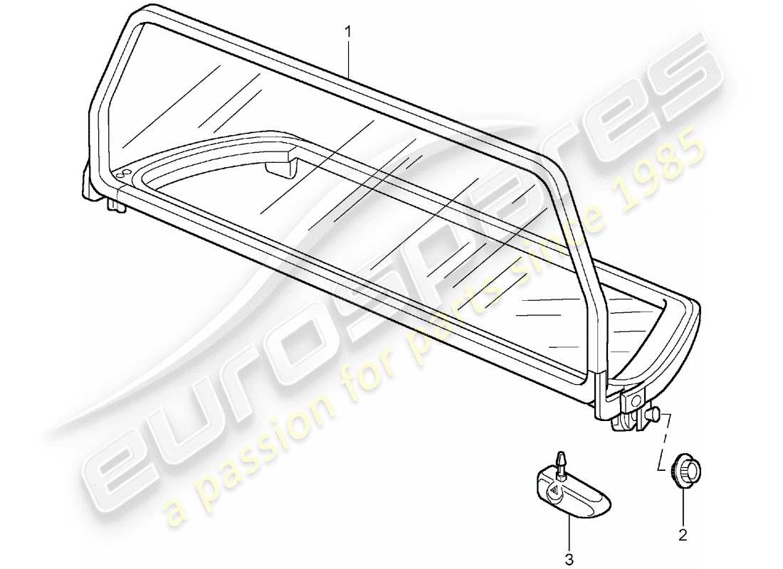 porsche 2005 (996 turbo / gt2) windscreen parts diagram
