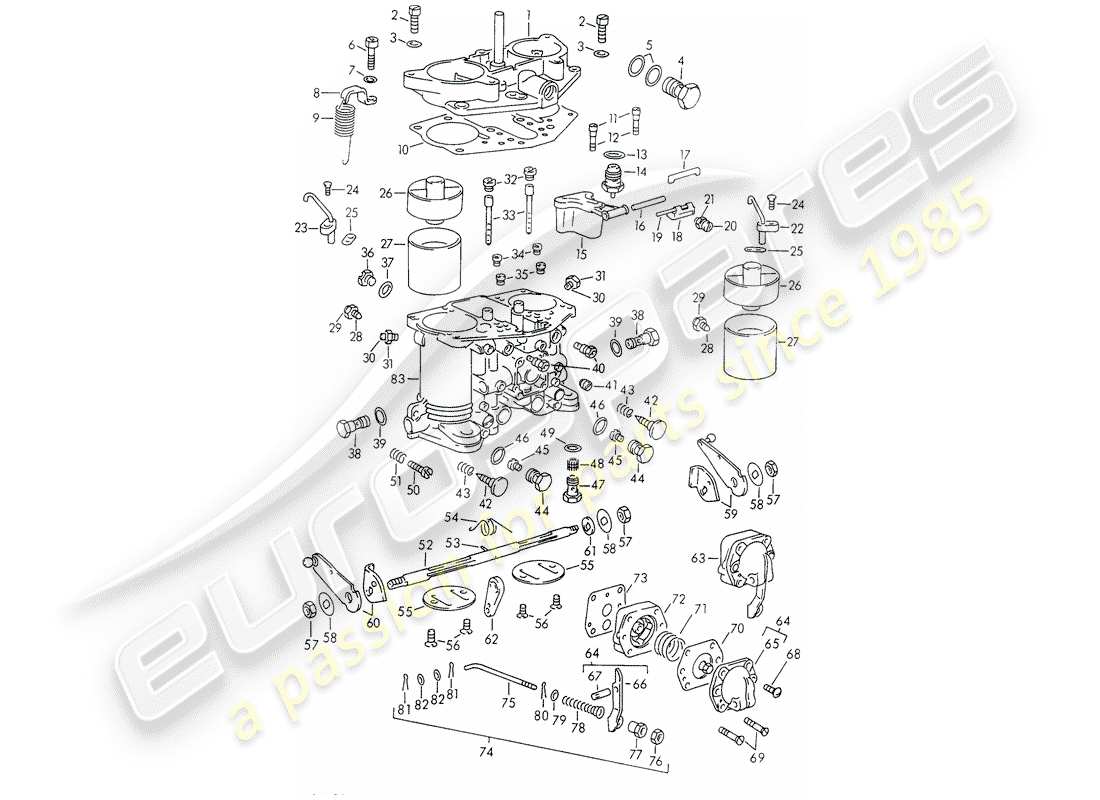porsche 911/912 (1965) single parts - for - carburetor - solex-40 pii-4 - d >> - mj 1968 parts diagram