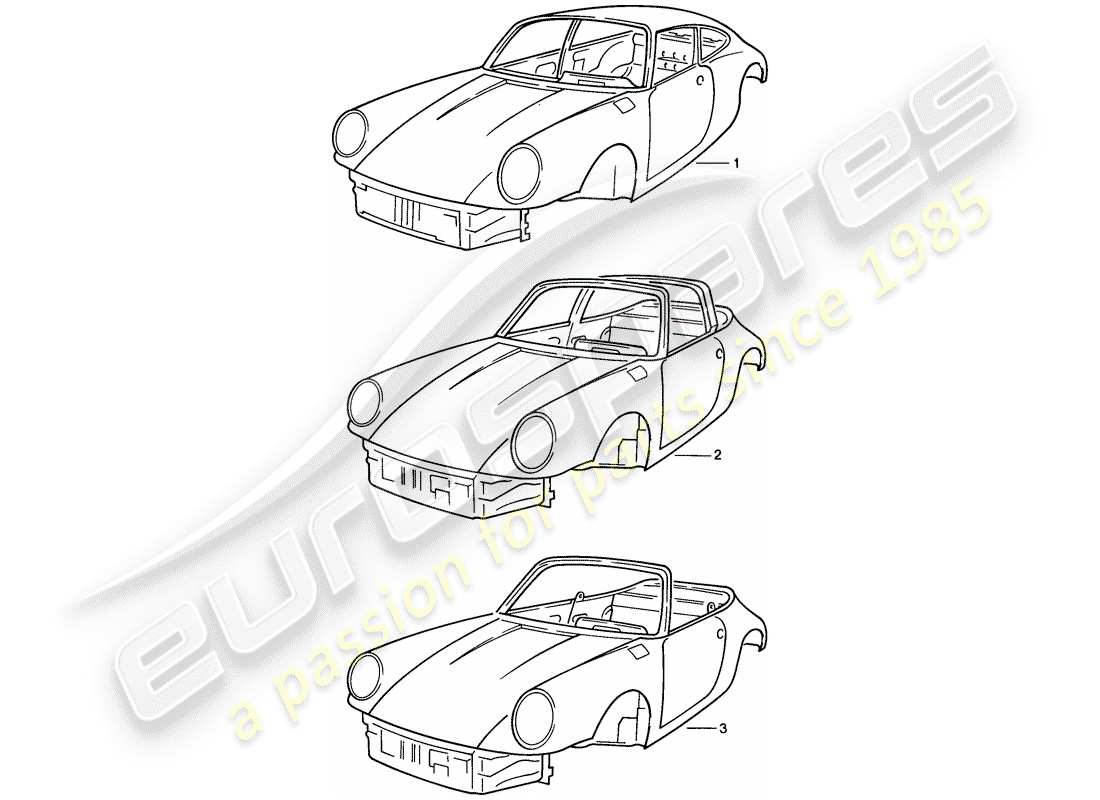 porsche 1989 (911) car body part diagram