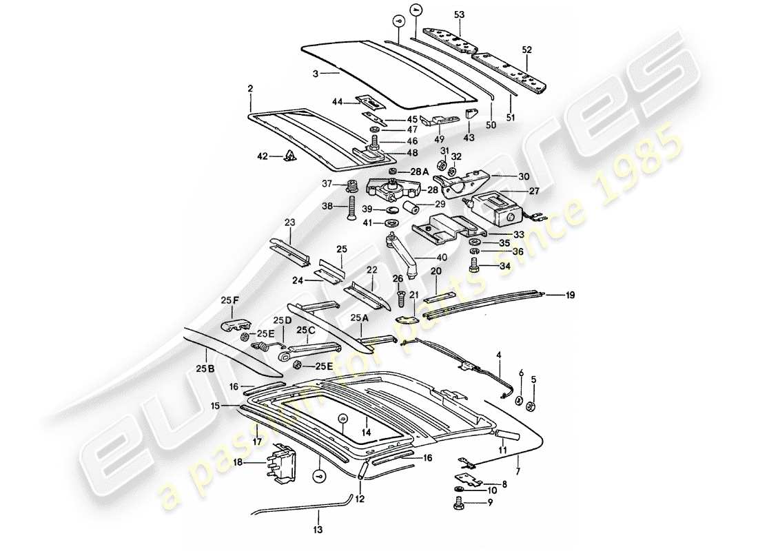 porsche 1979 (911) sunroof part diagram