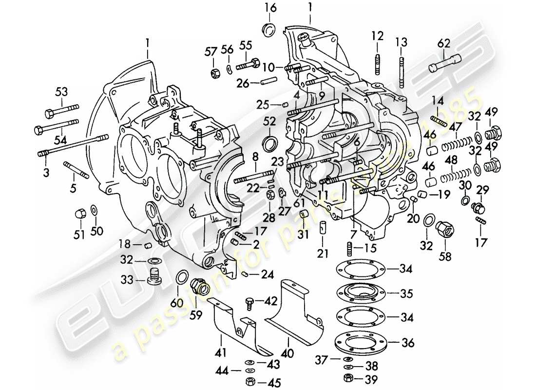 porsche 1965 (356b/356c) crankcase parts diagram