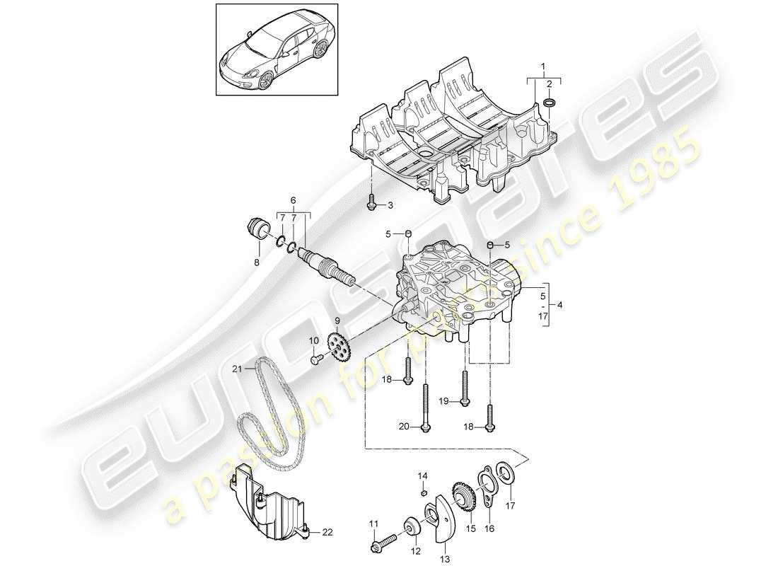 porsche 2012 (panamera 970) oil baffle plate parts diagram