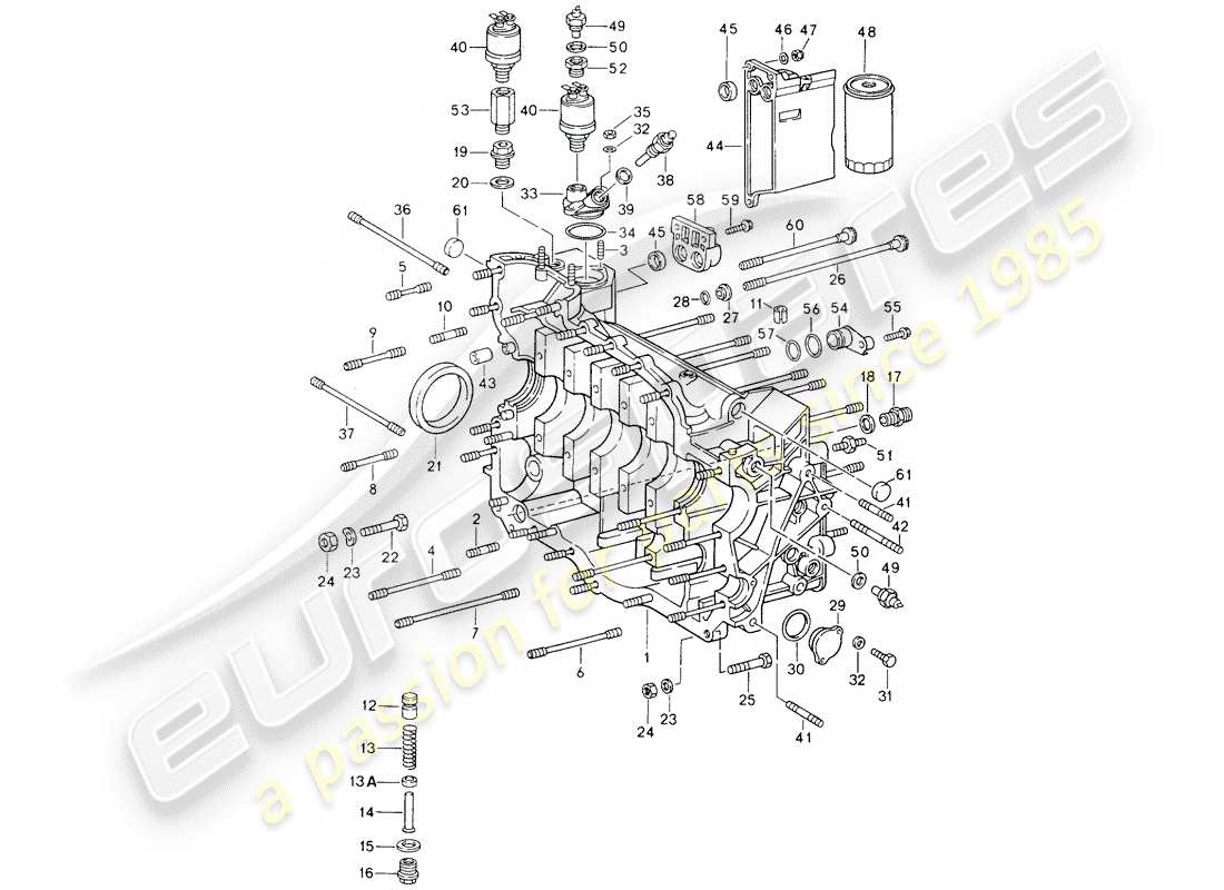 porsche 1989 (964) crankcase parts diagram