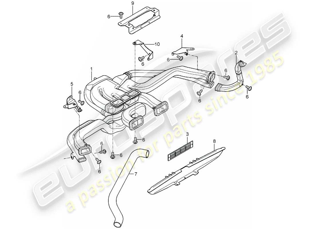 porsche 2006 (carrera gt) heater - air distributor part diagram