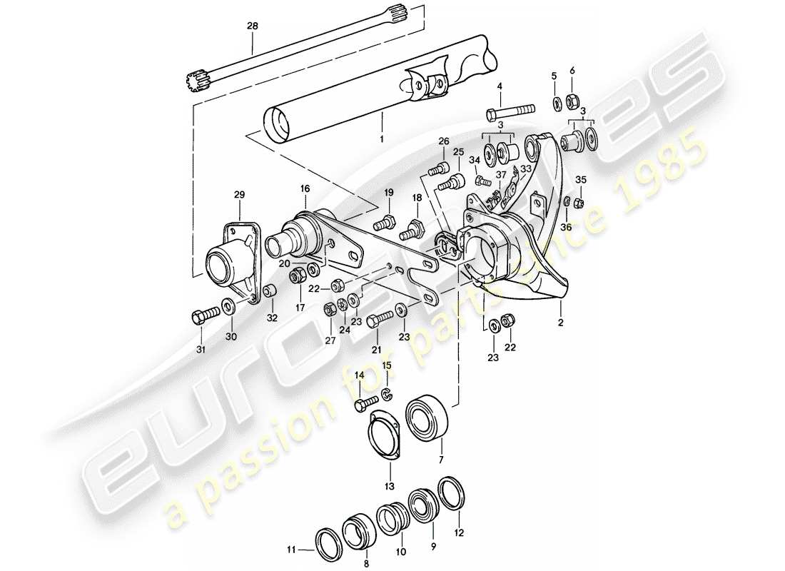 porsche 1989 (911) rear axle part diagram